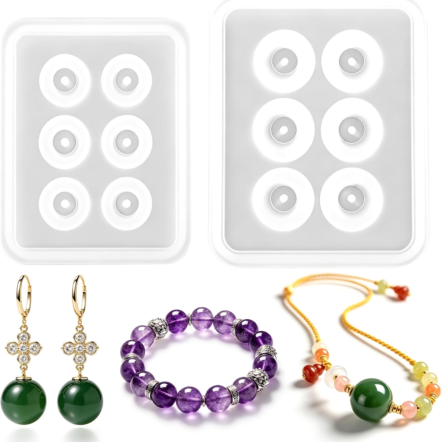 Resin Art Tools - Two perforated spherical silicone bead molds,
