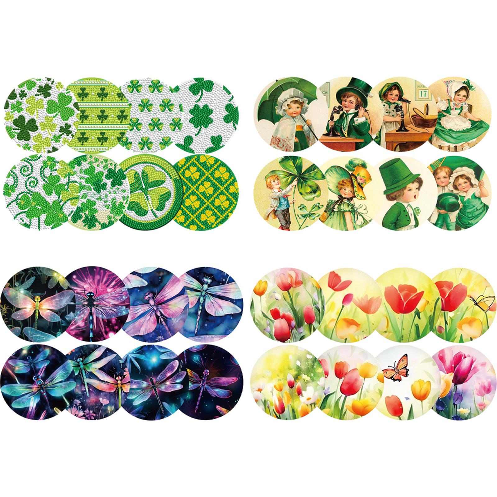 Resin Art Supplies - 8PCS Full Drill Diamond Coaster Tulip