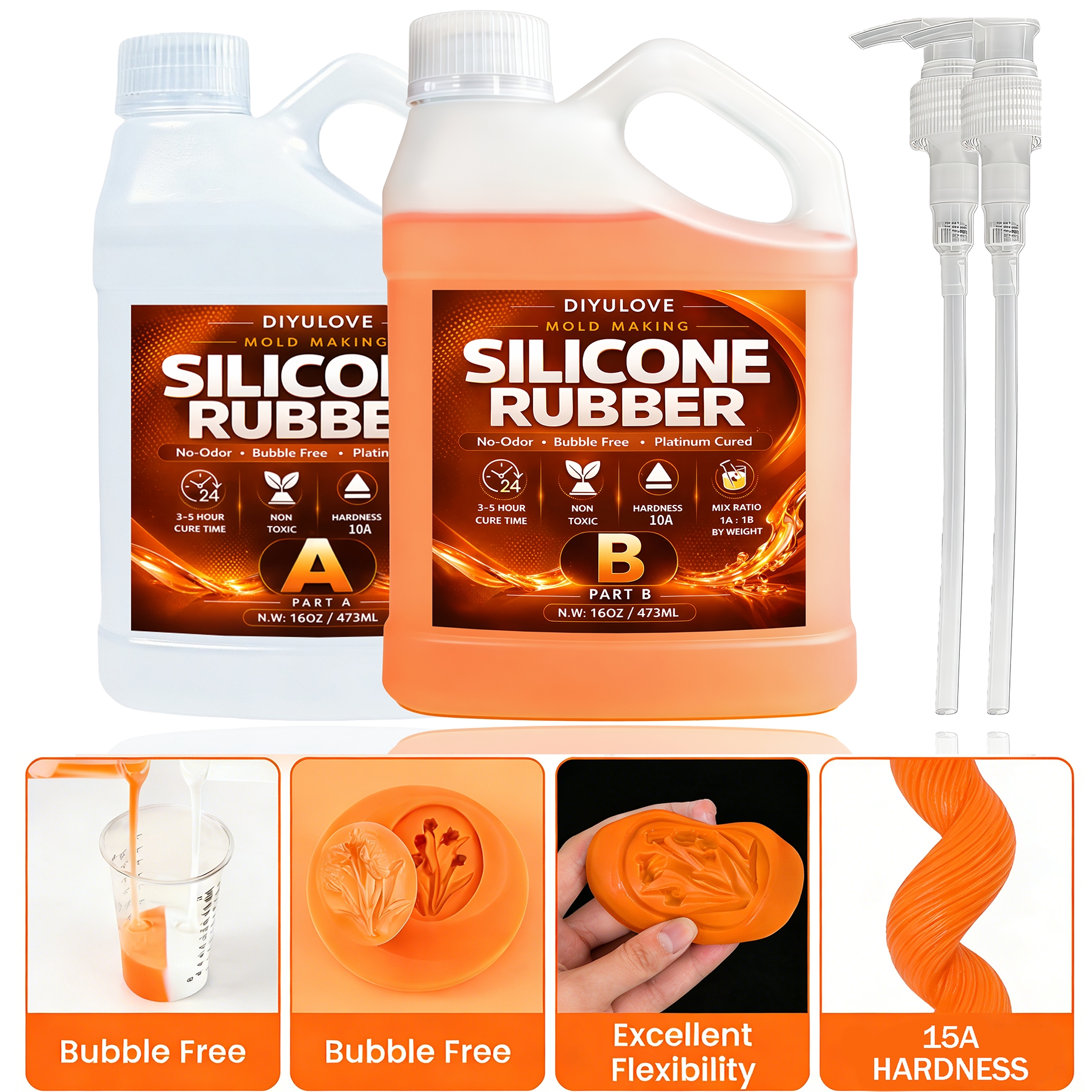 Resin Art Tools - Liquid Silicone Rubber Kit,High-Performance Fast Cure