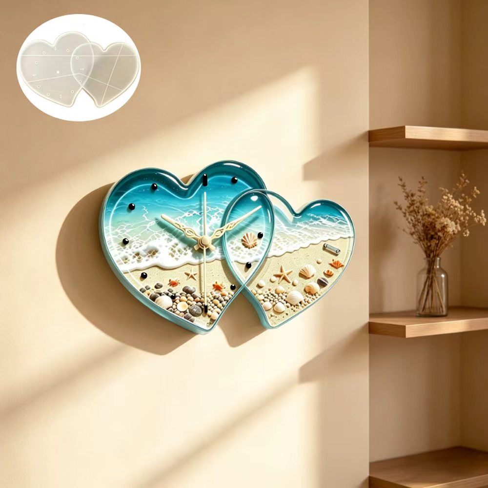 Resin Art Tools - Love connected heart shape clock resin