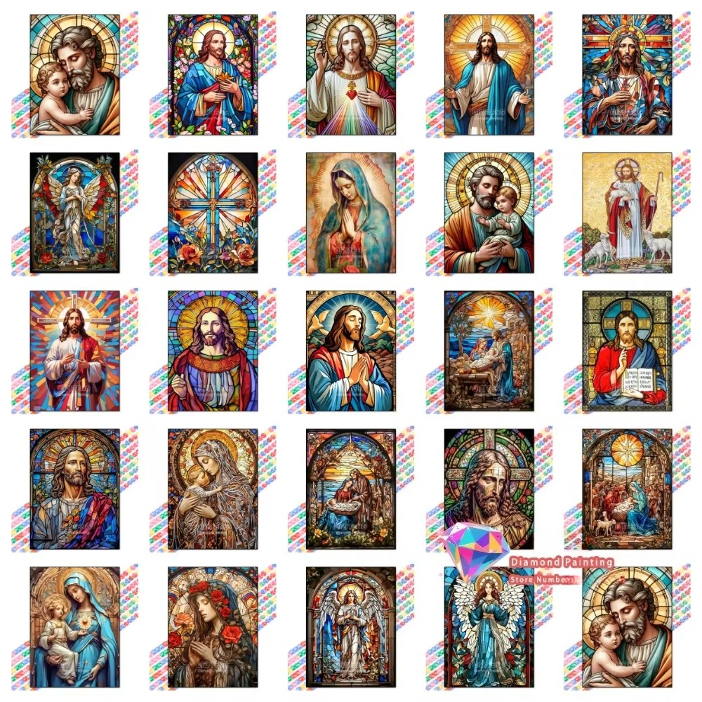 Resin Art Supplies - 1PC frameless Easter Jesus Square Round